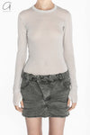 BORIS BIDJAN SABERI WLS1 series women's cotton cashmere long-sleeved T-shirt WLS1.MID FTT00001-QH light gray